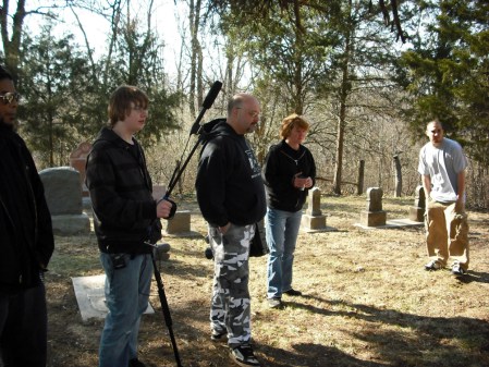 John and Crew getting ready to shoot at St. Omer Cemetery