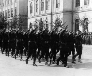 Iron Guard members marching in Bucharest