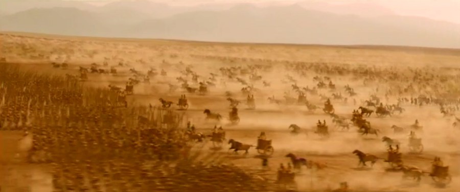 Greek and Macedonian phalanx repels heavy chariots.