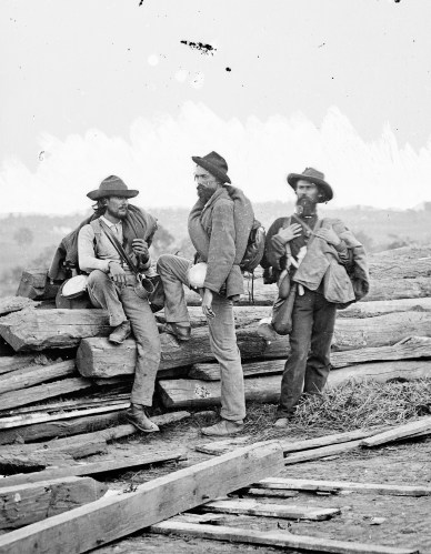 Andrew Blevins, 30th North Carolina; John Baldwin, 50th Virginia; and Ephraim Blevins, 37th North Carolina, were captured at Gettysburg on July 3, 1861. Civil War photographer Mathew Brady took this photo, which became a famous depiction of Confederate soldiers.