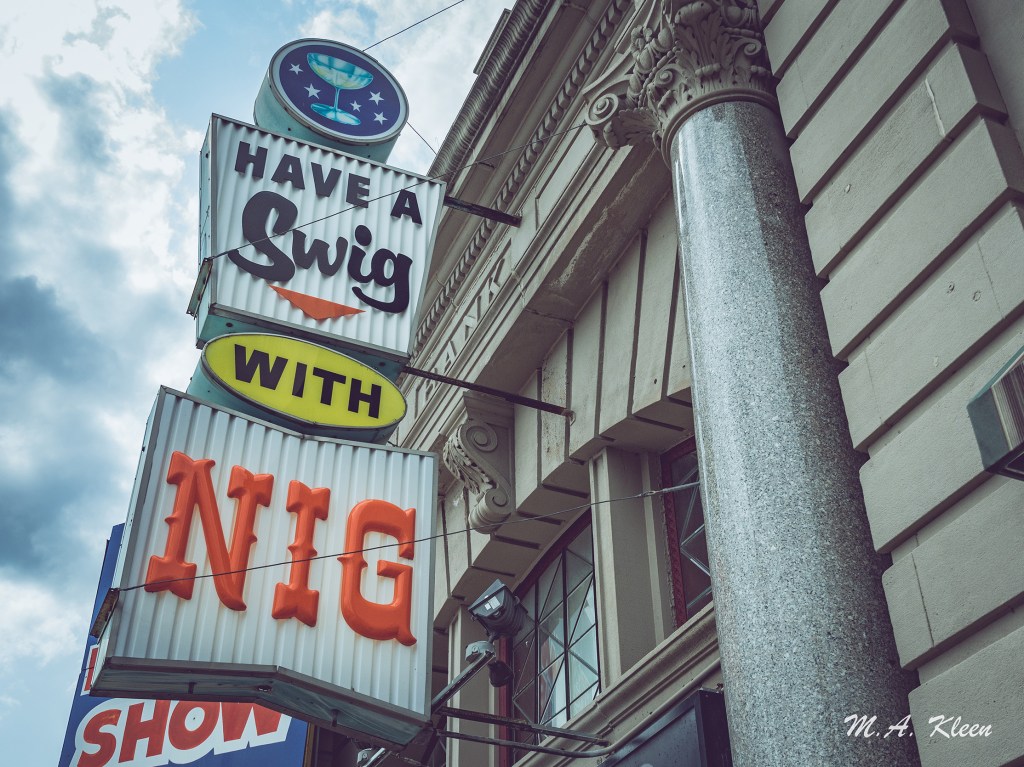 Sign for Nig's Bar, 201 Broadway in Wisconsin Dells, Wisconsin.