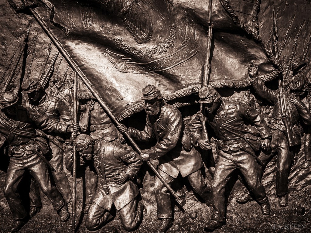 Relief sculpture on the Irish Brigade monument, Bloody Lane, at Antietam National Battlefield.