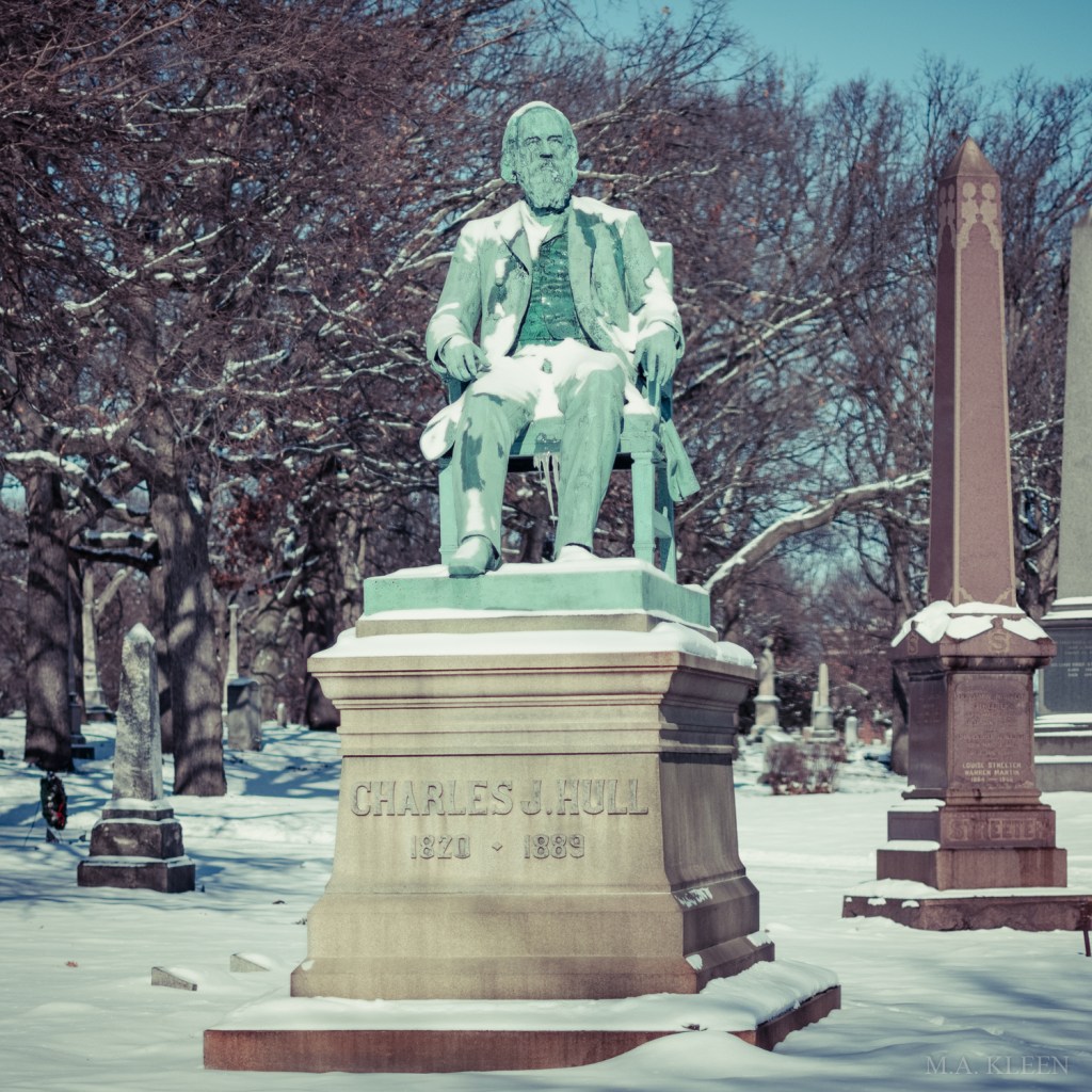 Monument to Charles J Hull in Rosehill Cemetery, 5800 N. Ravenswood Avenue in Chicago, Illinois