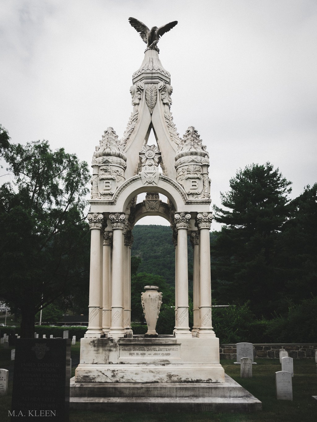 Monument to Maj. Gen. Daniel Adams Butterfield (1831-1901) in West Point Cemetery, 329 Washington Road, United States Military Academy at West Point, New York.