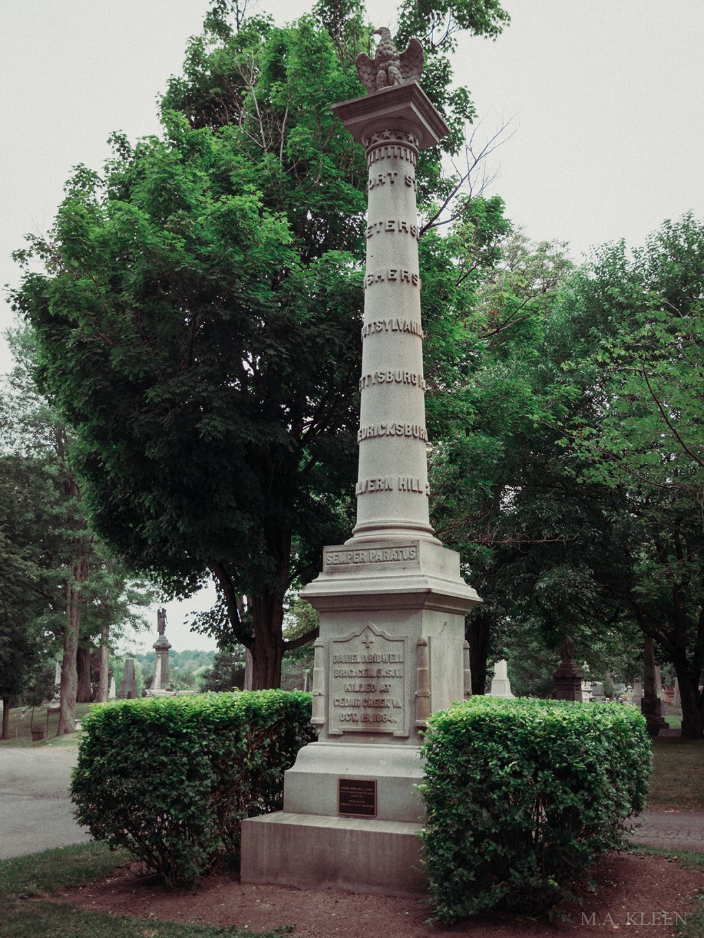 Monument to Brig. Gen. Daniel Davidson Bidwell (1819-1864) in Forest Lawn Cemetery, at 1411 Delaware Avenue in Buffalo, New York.