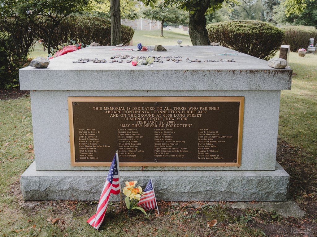 Colgan Air Flight 3407 Memorial in Forest Lawn Cemetery, at 1411 Delaware Avenue in Buffalo, New York.