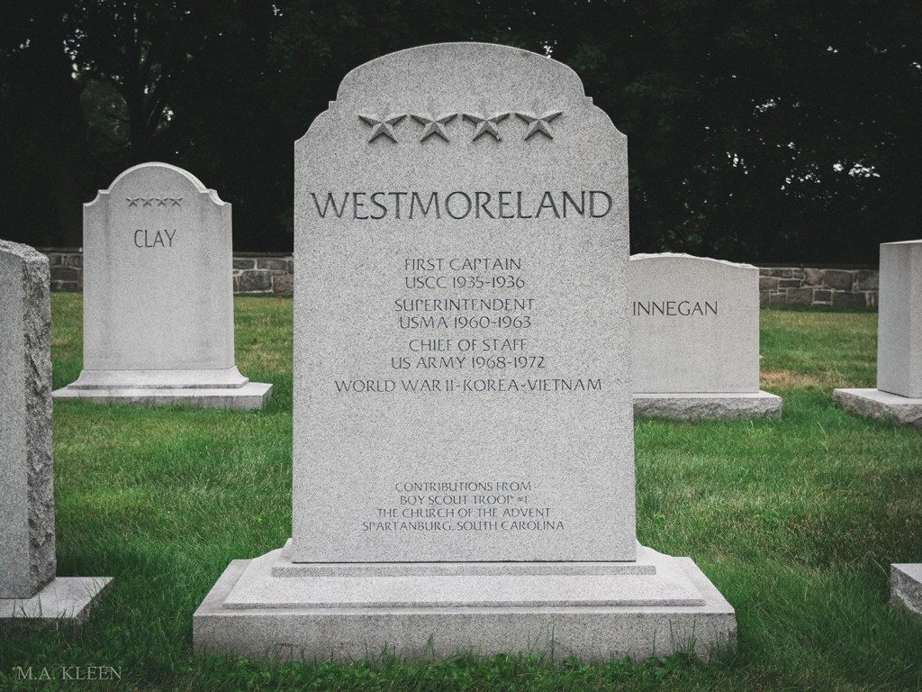 Monument to General William Childs Westmoreland (March 26, 1914 – July 18, 2005) in West Point Cemetery, 329 Washington Road, United States Military Academy at West Point, New York.